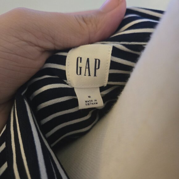 GAP Navy & White Striped Tie-Neck Dress – Size M - Picture 3 of 3